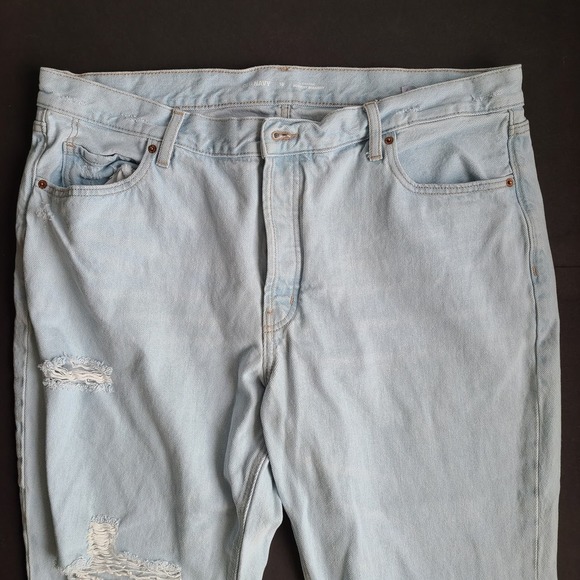 Old Navy High Rise Slouchy Straight Jeans 18 Light Wash Distressed - Picture 3 of 10